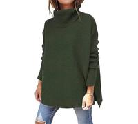 ASKSA Mujer Jersey de Punto Cuello Alto Cálido Sueter Elegante Casual Sweater Pullover Básica Oversize Talla Grande