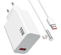 ASKUBSKU 90W Cargador y 1Metro Cable USB C 90° Grados para Xiaomi Poco X7 Pro F7 F6 5G Charge Rápida Carga Adaptador 6A Carga Cable Tipo C para Xiaomi 15 Ultra 14 Ultra 13 Redmi K80 Redmi 4 3