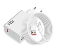 ASKUBSKU 90W Cargador y 2 Metro Cable para Xiaomi Poco X7 Pro 5G F7 F6 Adaptador 6A Rapida Carga Cable USB C para Xiaomi 17 Ultra 15 15T Pro 14Pro 13 Ultra XiaoMi Redmi Note 15Pro+ 4 3