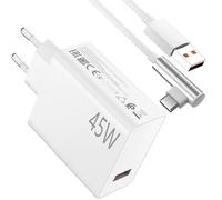 ASKUBSKU Cargador 45W y 1Metro Cable USB C 90° Grados para Xiaomi Redmi Note 14 Pro 5G Carga Adaptador de Cargador con Cable Tipo C 6A Rapida Carga para Xiaomi Poco X7 M7 Pro M6 Pad 8 7 6 Redmi K80Pro