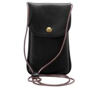 asky Universal cuero celular teléfono hombro bolsillo cartera bolsa bolsa bolsa caso con correa para el cuello (negro)