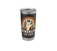 ASL Conciencia Amor Mano Lenguaje de Señas Boho Rainbow Vaso térmico de acero inoxidable de doble pared