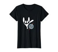 ASL Lenguaje de Señas Amor Ganchillo Camiseta gráfica económica, Mujer, Negro, S