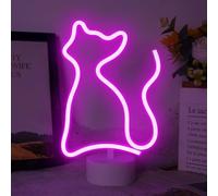 Aslanka Luz de neón en forma de gato, luz nocturna LED, alimentada por batería/USB, decoración para Navidad, cumpleaños, dormitorio, lámpara de mesa para niños