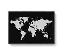 ASLKUYT Pinturas abstractas en blanco y negro del mapa del mundo en lienzo Mapa moderno Cartel e impresión Imagen de arte de pared para sala de estar -24x32 IN Sin marco