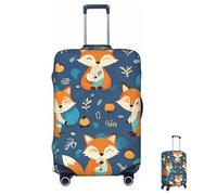ASLKXOPEMG Funda para equipaje de 65 a 95 cm, elástica, con diseño de zorro de dibujos animados, antiarañazos, lavable, protector de maleta, fundas decorativas, Black, S, Juego de equipaje