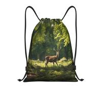 ASLKXOPEMG Mochila con cordón Sika Deer In The Park, bolsa de gimnasio, bolsa de cuerda con cordón para yoga, viajes, Negro, S