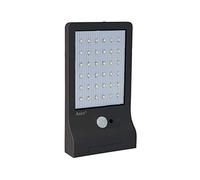 ASLO Lámpara LED Solar 3 W 370 lúmenes 6000 K LI Ion Aplique Exterior Negro con detección