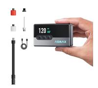 ASMAX T30 Mini Bomba de Bicicleta 120PSI/ 8,3Bar, Inflador Electrico 123g | Apagado Automático, Manómetro, Inflado Rápido 14L/min, Válvulas Presta/Schrader para MTB, E-Bike, Bici de Carretera/ Urbana