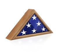 ASmileIndeep Vitrina de bandera para bandera estadounidense de 3 x 5 pies, caja de sombra de bandera militar con vidrio HD y soporte de pared, marco de soporte de bandera triangular plegado para