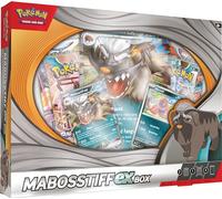 ASMODEE | Pokémon | TCG | POK29085869 | Mabosstiff ex Box | ex Box (4 boosters) - 2024/02 | EN | (2 Tarjetas promocionales en película, 1 Tarjeta de Gran tamaño y 4 Refuerzos)