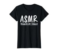 ASMR desencadena mi cosquilleo ASMR Camiseta gráfica económica, Mujer, Negro, L