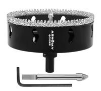 ASNOMY 100mm Broca de Diamante con Broca Piloto Central,Dentada Brocas Coronas de Diamante para porcelanico,Cristal Broca corona Sierra Perforadora para Taladrar Porcelana,Azulejos,Cerámica,Vidrio