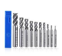 ASNOMY 10pcs 4-Flauta Fresa Perforadoras, Fresa de Punta, 2-12mm HSS CNC Fresa de Mango Recto Brocas de Corte Juego de Herramientas para Madera Aluminio Titanio Acero