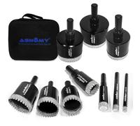 ASNOMY 10Pcs Diamante Sierras de Corona, 6-50mm dentadas sierra perforadora Taladro Diamante con Plantilla de Agujero, Broca Diamante de Rendimiento para Vidrio,Teja,Granito,Mármol,Cerámica