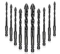 ASNOMY 10Pcs Taladro Conjunto De Vidrio De Bit, 5/5/6/6/6/6/8/8/10/12 mm Con Punta De Carburo Azulejos Broca De Lanza Jefe Broca Para El Azulejo De CeráMica De Cristal MáRmol Espejo Porcelana