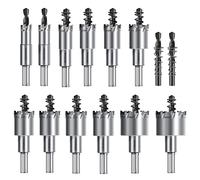 ASNOMY 14pcs Brocas Corona Perforadora Metal, 12,7mm-54mm juego de cortadores de agujeros con punta de carburo de tungsteno, sierra de corona de acero inoxidable, hierro madera, plástico