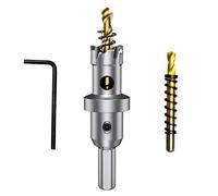 ASNOMY 19 mm T.C.T, Broca para sierra perforadora con punta de carburo de tungsteno para metal, con 2 brocas para metal duro, acero, hierro, madera, plástico