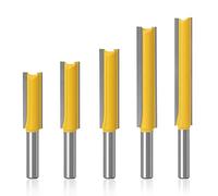 ASNOMY 5Pcs 8 mm vástago Hoja extra largo recto Fresa Bit Madera Edición Cutter Set, Brocas rectas de flauta doble, fresa para trabajar la madera-30mm/40mm/50mm/63mm/76mm