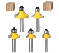 ASNOMY 5pcs brocas de fresado con vástago de 8 mm, juego de fresas redondas,Broca de Fresado de Punta Redondeada, herramientas de fresado para bordes redondeados para tallado de cantos de madera