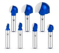 ASNOMY 7Pcs Profesional Fresas de punta redonda para Madera, 6/8/10/12/16/20/25,4 mm Redondo Nose Cove Core Box Router Bit, fresa para madera Set para el Hogar y Bricolaje