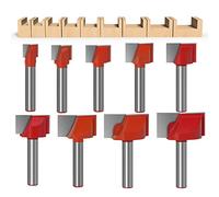ASNOMY 9Pcs 8mm Vástago Herramienta para Trabajar la Madera Fresa de Corte, 10/13/16/18/20/22/25/30/32 mm Punta De Carburo De Limpieza Inferior Bit Router,brocas para fresadora de punta de fresado