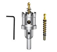 ASNOMY Broca de carburo de tungsteno para metal duro, 32mm T.C.T cortador de sierra de agujero con 2 brocas de titanio para metal, acero, hierro, madera, plástico