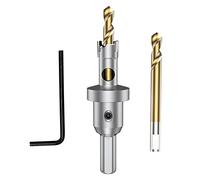 ASNOMY Broca de sierra perforadora con punta de carburo de tungsteno para metal duro, cortador de sierra perforadora T.C.T de 9/16 pulgadas con 2 brocas piloto chapadas en titanio para metal, acero