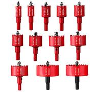 ASNOMY - Juego de 12 sierras de campana bimetálicas de gran tamaño para perforar paneles, plástico, tuberías, madera, tableros de fibra, metal blando 18-75 mm