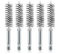 ASNOMY Juego de 5 Cepillos de Acero Inoxidable de 5/8 Pulgadas para Limpieza de Taladros Eléctricos, Cepillo de Alambre Abrasivo Con Vástago Hexagonal