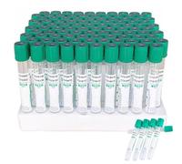 ASnwpaK 100 Tubos De RecoleccióN De Sangre Al VacíO (3ml/5ml/10ml), Tubos De RecoleccióN De Sangre De Vidrio con Heparina De Litio, con Tapas De Rosca Verdes, para Laboratorios,10ml