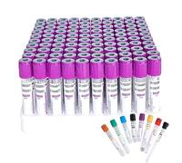 ASnwpaK 100 Tubos De RecoleccióN De Sangre Vacutainer (2ml/3ml/5ml/10ml), Tubos De RecoleccióN De Sangre De Vidrio EDTA K2, con Tapa De Rosca | CodificacióN De Etiquetas, para Laboratorio,3ml