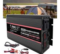 ASnwpaK Inversor De Corriente, Inversor De Onda Sinusoidal Pura De 1000 W A 4000 W, Inversor De CC De DC 12V 24V 48V 60V A Ca De 220V para AutomóVil, con Toma De Ca + Pantalla Led,4000W-12V