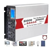 ASnwpaK Inversor De Corriente, Inversor De Onda Sinusoidal Pura De 4000-8000W, Convertidor De VehíCulo DoméStico De 12V 24V 48V 60V A 220V, con Pantalla + Puerto USB + 2 Enchufes,8000W-12V