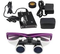 ASnwpaK Lupa Binocular Dental Ultraligera con Aumento De 2,5X/3,5X, con Luz Led De 5 W, Distancia Interpupilar Y Brillo Ajustables, para OdontologíA Y Laboratorio.,Purple-2.5X