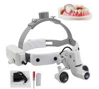 ASnwpaK Lupas Dentales, Luz De Lente De Aumento Montada En La Cabeza, Faro De 5W + Lente De Aumento De 2,5X/3,5X, Brillo Ajustable, Campo De VisióN De 60mm/130mm, para OdontologíA, Laboratorio,3.5X