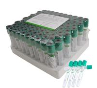 ASnwpaK Tubos Vacutainer De Vidrio De 100 Piezas, Tubos De RecoleccióN De Heparina SóDica/Litio De 3ml 5ml 10ml, Tubos De Laboratorio con Tapas De Rosca Verdes,3ml