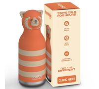asobu Bestie - Botella de acero inoxidable con diseño de panda rojo a rayas, para niños, a prueba de fugas, 500 ml