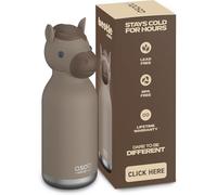 ASOBU Bestie Botella infantil con pajita - Botella de acero inoxidable aislada de 460 ml con cabeza de caballo - a prueba de fugas y sin BPA