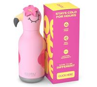 Asobu Bestie Bottle - Botella de agua coleccionable de edición limitada para niños con tapa de personajes de animales, 460 ml, acero inoxidable aislado, a prueba de fugas, reutilizable, con pajilla