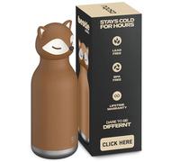 Asobu Bestie Fox - Botella de agua aislada de acero inoxidable con pajita, 460 ml