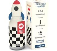 asobu Bestie Rocket Checker - Botella con pajita para niños, diseño de acero inoxidable, 500 ml