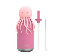 ASOBU Botella para niños Bestie con pajita - Botella de acero inoxidable aislada de 420ml con cabeza de medusa - A prueba de fugas y sin BPA