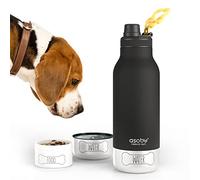 Asobu - Cuenco para Perro Buddy - Edelstahlflasche con 2 Näpfen Negro