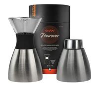 ASOBU POUROVER - Cafetera de Acero Inoxidable, 1L, Plata/Negro
