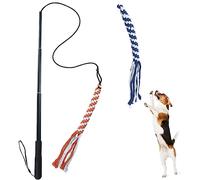 ASOCEA Perro Extensible Teaser Varita Palo De Coqueteo para Mascotas con 2 Cuerdas De Algodón para Masticar Cola De Persecución para Perros Pequeños Medianos y Grandes Entrenamiento Ejercicio