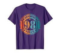Asombroso Asombrosa Desde 1981 Cumpleaños Hombre Mujer Camiseta, Hombre, Morado, XXL