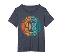 Asombroso Asombrosa Desde 1981 Cumpleaños Hombre Mujer Camiseta, Mujer Tallas Grandes, Azul Jaspeado, 2XL Grande