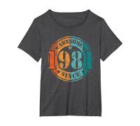Asombroso Asombrosa Desde 1981 Cumpleaños Hombre Mujer Camiseta, Mujer Tallas Grandes, Jaspeado Oscuro, 5XL Grande
