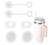 ASOMI Juego de 6 tapones de silicona a prueba de fugas, aplicables a accesorios de tazas Stanley Cup H2.0 40oz/30oz, 2 tapas con pajita, 2 tapas cuadradas y 2 tapas redondas (color transparente)